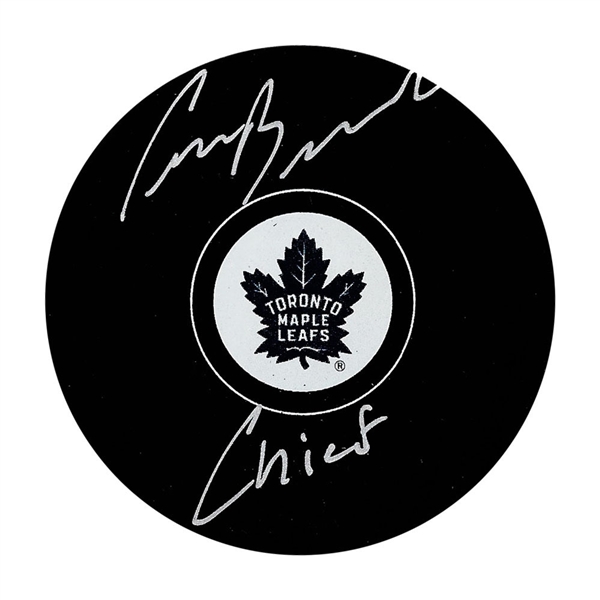 Craig Berube Autographed Toronto Maple Leafs Puck w/CHIEF Inscription