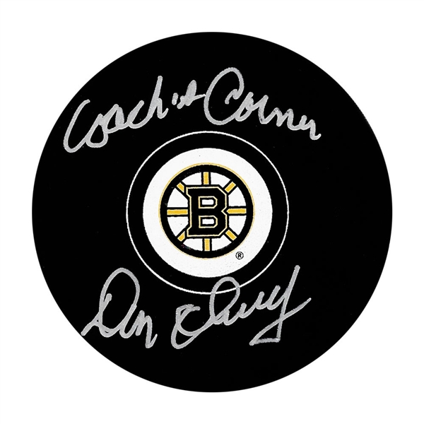 Don Cherry Autographed Boston Bruins Puck w/COACHs CORNER Inscription