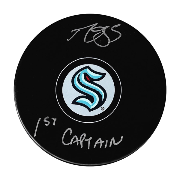 Mark Giordano Autographed Seattle Kraken Puck w/1ST CAPTAIN Inscription