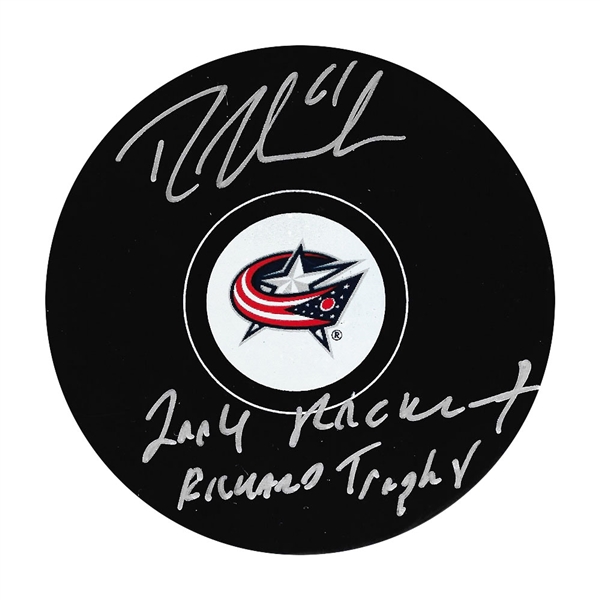 Rick Nash Autographed Columbus Blue Jackets Puck w/2004 ROCKET RICHARD TROPHY Inscription