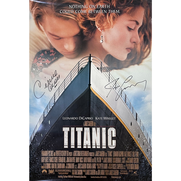 James Cameron & Celine Dion Autographed "Titanic" Full-Size Original Movie Poster