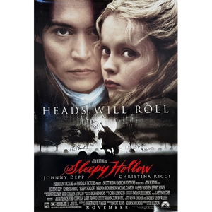 Johnny Depp, Christina Ricci & Tim Burton Autographed "Sleepy Hollow" Full-Size Original Movie Poster