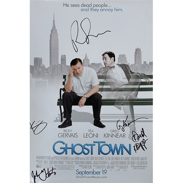 Ricky Gervais, Greg Kinnear, Kristen Wiig, & More Autographed "Ghost Town" 11X17" Poster