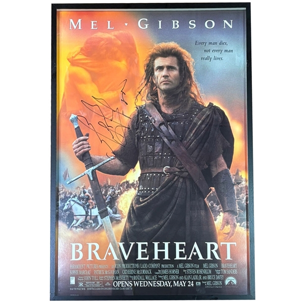 Mel Gibson Autographed "Braveheart" Framed Full-Size Original Movie Poster