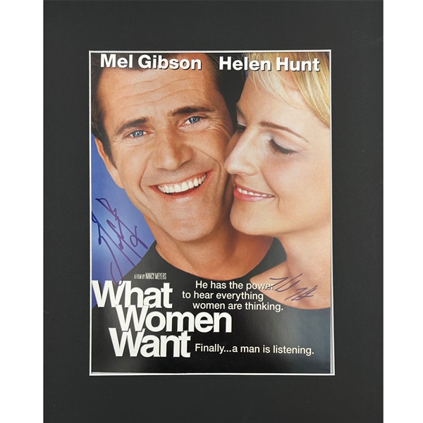 Mel Gibson & Helen Hunt Autographed "What Women Want" Matted Poster