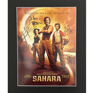 Matthew McConaughey, Steve Zahn & Penelope Cruz Autographed "Sahara" Matted Poster