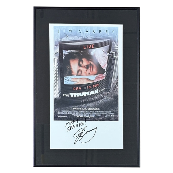 Jim Carrey Framed Autographed "The Truman Show" Poster