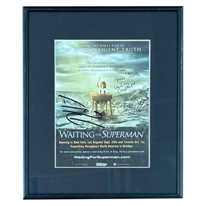 Bill Gates, Davis Guggenheim & Lesley Chilcott Framed Autographed "Waiting For Superman" Poster