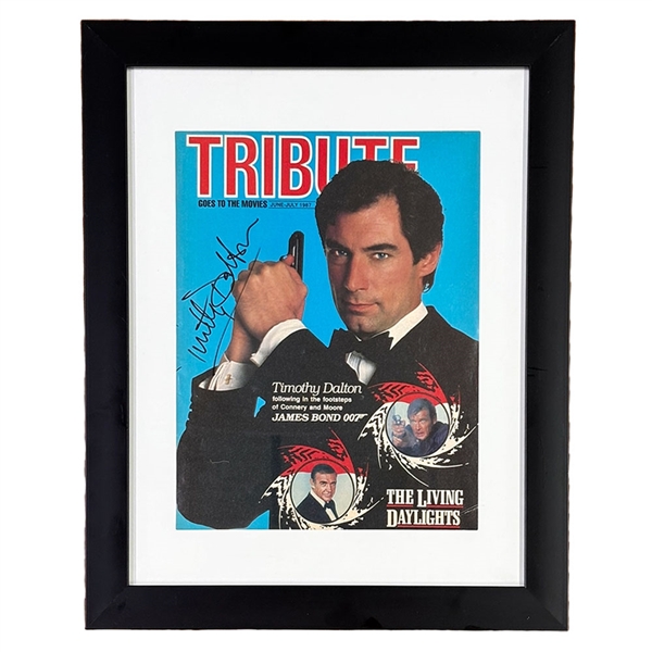 Timothy Dalton Framed Autographed "James Bond" Magazine Cover