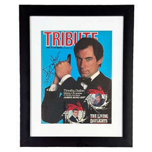 Timothy Dalton Framed Autographed "James Bond" Magazine Cover