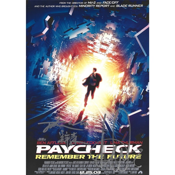 Ben Affleck & John Woo Autographed "Paycheck" 9X12" Poster