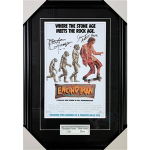 Brendan Fraser/Sean Astin Framed Autographed Encino Man 11X17 Movie Poster