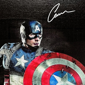 Chris Evans Framed Autographed Captain America 17X22 Canvas