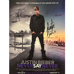 Justin Bieber & John Chu Autographed "Never Say Never" 9X11" Poster