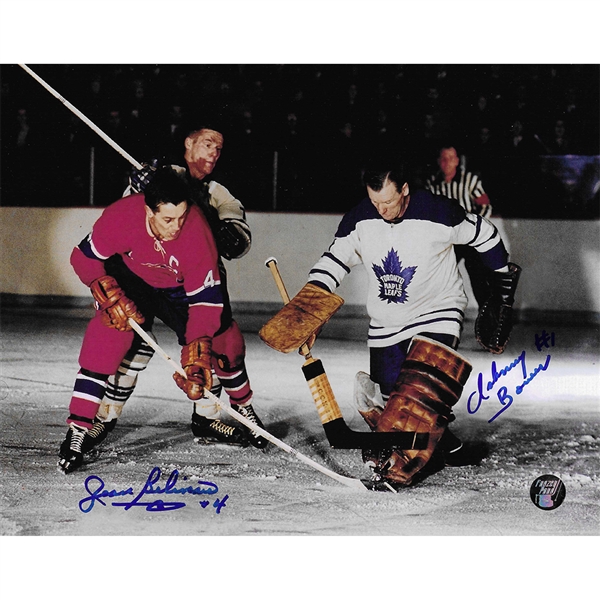 Jean Beliveau & Johnny Bower Autographed 8X10 Photo