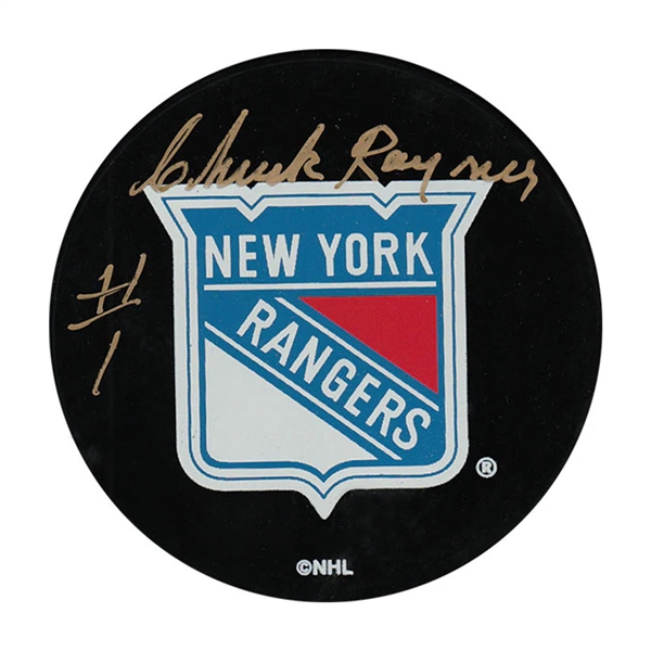 Chuck Rayner Autographed New York Rangers Puck