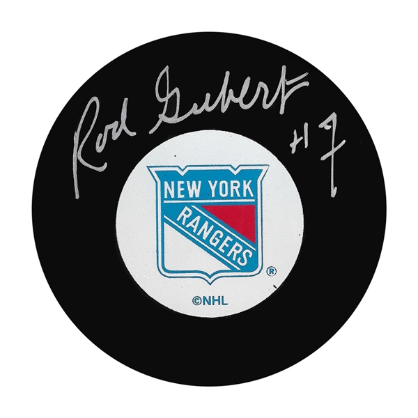 Rod Gilbert Autographed New York Rangers Puck