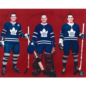 Allan Stanley/Johnny Bower/Carl Brewer Autographed Toronto Maple Leafs 8X10 Photo