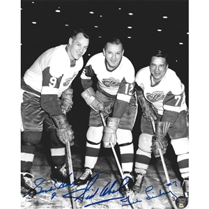 Gordie Howe/Sid Abel/Ted Lindsay Autographed Detroit Red Wings 8X10 Photo