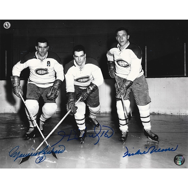 Maurice Richard, Henri Richard & Dickie Moore Autographed 8X10 Photo