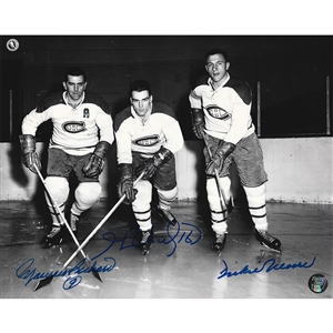 Maurice Richard, Henri Richard & Dickie Moore Autographed 8X10 Photo