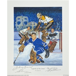 Johnny Bower, Glenn Hall, Gump Worsley & Gerry Cheevers Autographed 9X11 - Legends of the Crease