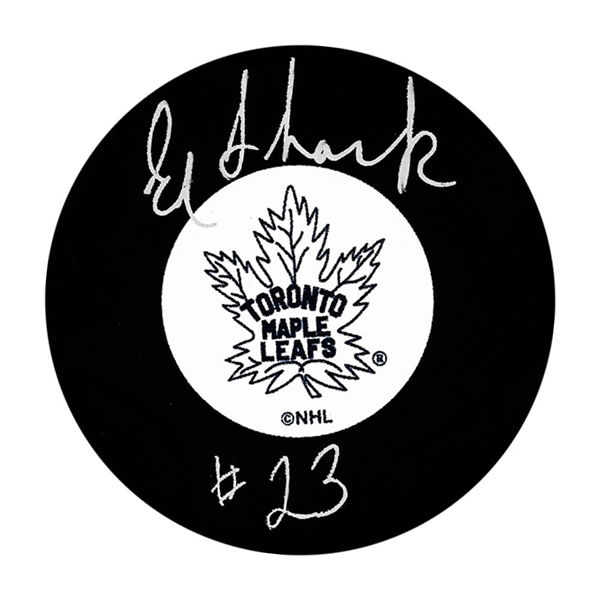 Ed Shack Autographed Toronto Maple Leafs Original Six Puck