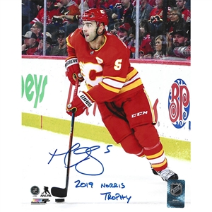 Mark Giordano Autographed Calgary Flames 8X10 Photo w/2019 NORRIS TROPHY Inscription